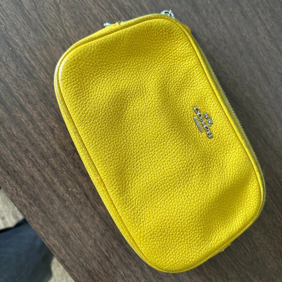 Yellow Coach Hand Bag with Cross-Body Strap and Wrist Strap - Picture 1 of 7
